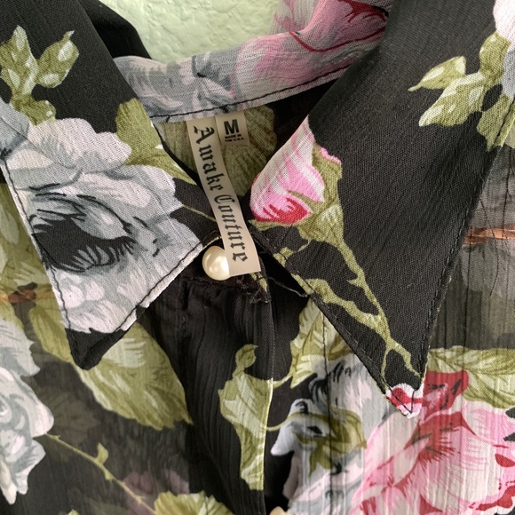 AWAKE COUTURE see through long sleeveless blouse M - Picture 3 of 12